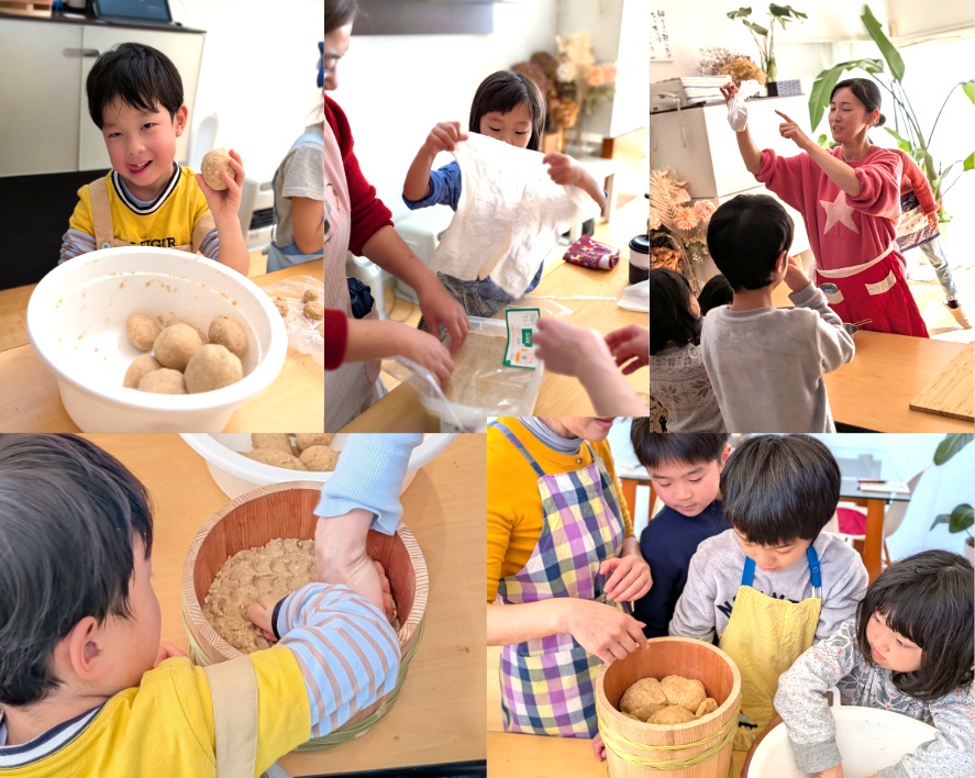 スタジオでの親子みそ作り